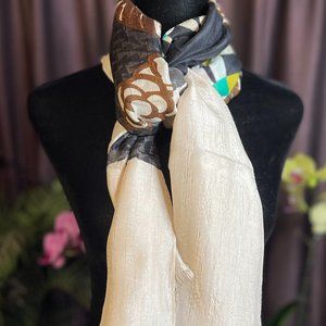 Designer, Vintage large oblong Etro Spa Italian silk scarf